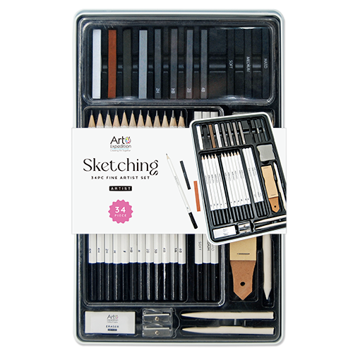 34pc Sketching Set in Tin Box