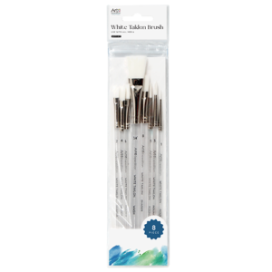 8pc White Taklon Brush Set