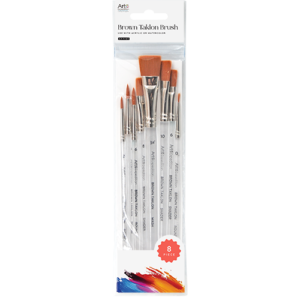 8pc Brown Taklon Brush Set