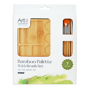 7pc. Rectangular Bamboo Palette & Brush Set