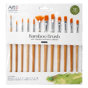 12 pc. Bamboo Brush Set Golden Synthetic