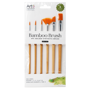 6 pc. Bamboo Brush Set Golden Synthetic