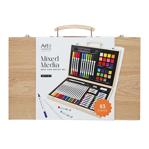 83PC Mixed Media Set in Wooden Box