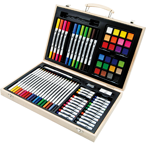 83PC Mixed Media Set in Wooden Box - Image 2