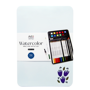 34PC Watercolor Set in Tin Box