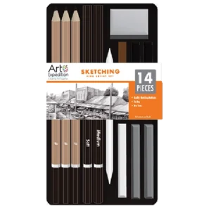 14 Piece Sketching Set in tin box.