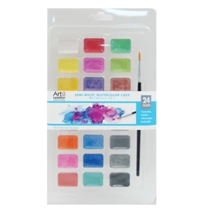 Semi-Moist Watercolor Cake Set. Metallic Colors 24 Pcs.