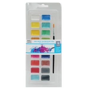 Semi-Moist Watercolor Cake Set. Metallic Colors 18 Pcs.