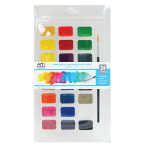 Semi-Moist Watercolor Cakes Basic Set 24 Pcs.
