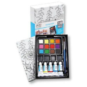 19 Pcs. Watercolor Set with Paint-On Box