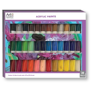 Acrylic 22 ml/0.74 oz. Tube Paint Assorted Colors 36 Pcs.