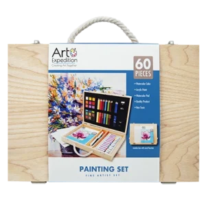 60 pc. Wooden Box Mixed Media Paint Set