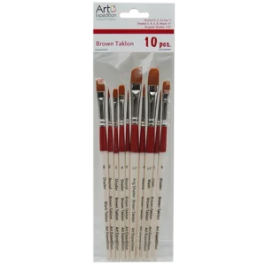 10 pc. Brown Taklon Brush Set