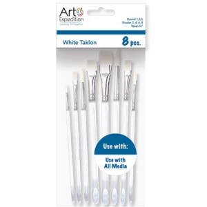 8 pc. White Taklon Brush Set
