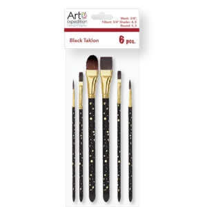 6 pc. Black Taklon Brush Set