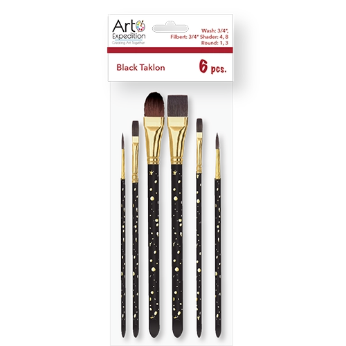 6 pc. Black Taklon Brush Set