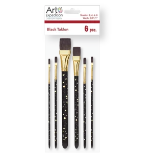 6 pc. Black Taklon Brush Set