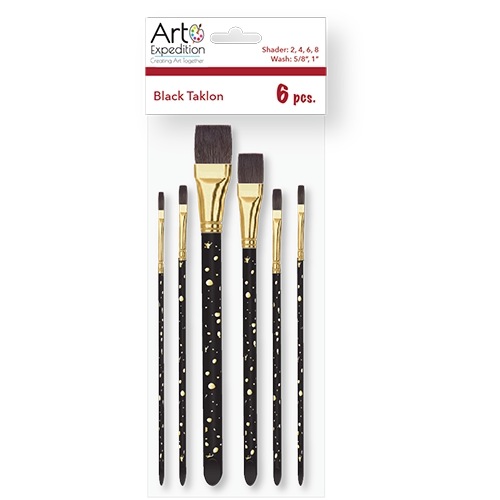 6 pc. Black Taklon Brush Set