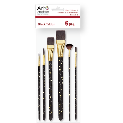 6 pc. Black Taklon Brush Set