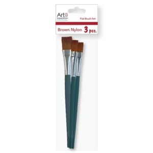 3 pc. Brown Nylon Flat Brush Set