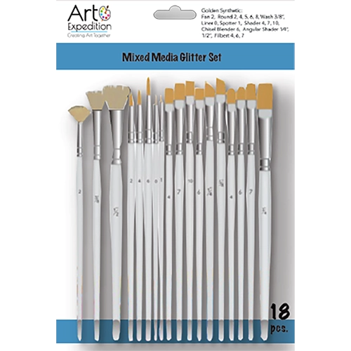 18 pc. Golden Synthetic Brush Set with Glitter Handles