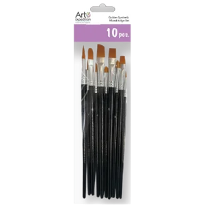 10 pc. Golden Synthetic Mixed Angle Brush Set