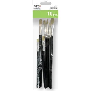 10 pc. Natural Bristle Flat Brush Set