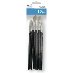 10 pc. White Synthetic Flat Brush Set