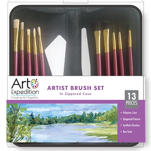 13 pc. Assorted Brushes in Zippered Case
