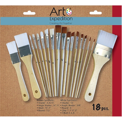 18pc. Assorted Nylon Mixed Media Brushes
