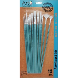 12 pc. White Nylon Long Handle Brush Set