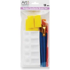 12 Piece Golden Synthetic Brush Set