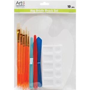 10 Piece Hog Bristle Brush Set