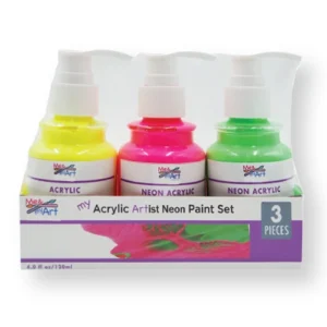 3 pc. Acrylic Paints 4 oz. Bottles (120 ml) Neon Colors